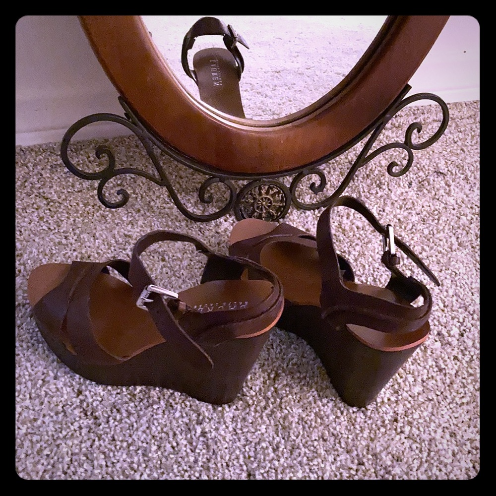 Genuine Leather Brown wedgeheel espadrilles